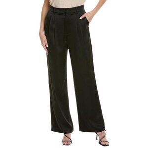 NEW‎ WAYF Wilson Pleated Wide-Leg Trousers Black Womens Dress Pants Size L